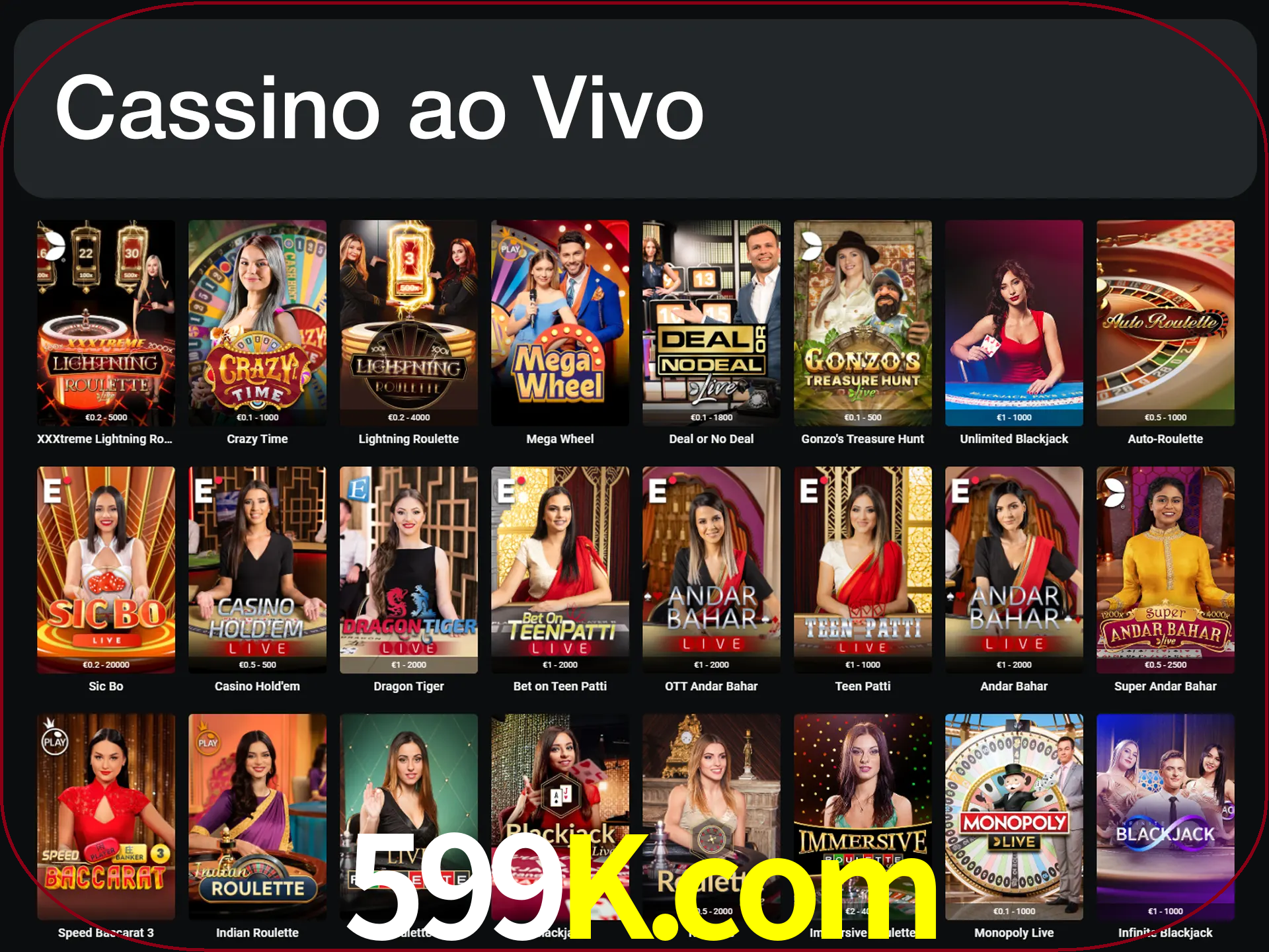 Jogue jogos de cassino com um verdadeiro dealer.