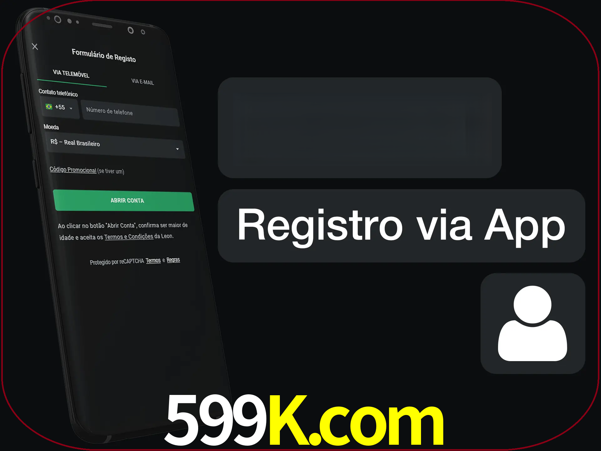 Registre-se com duas etapas usando o aplicativo.
