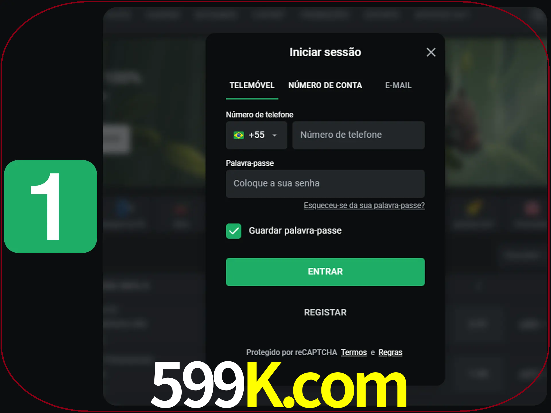 Clique no botão Entrar.